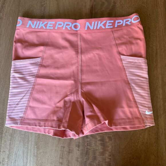 Nike Pro Shorts Womens Large Orange Cream 3'' inseam. - Picture 1 of 6